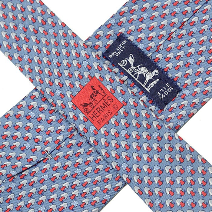 HERMES TIE Auth Mens Silk Necktie Classic Mushrooms Pattern 7923