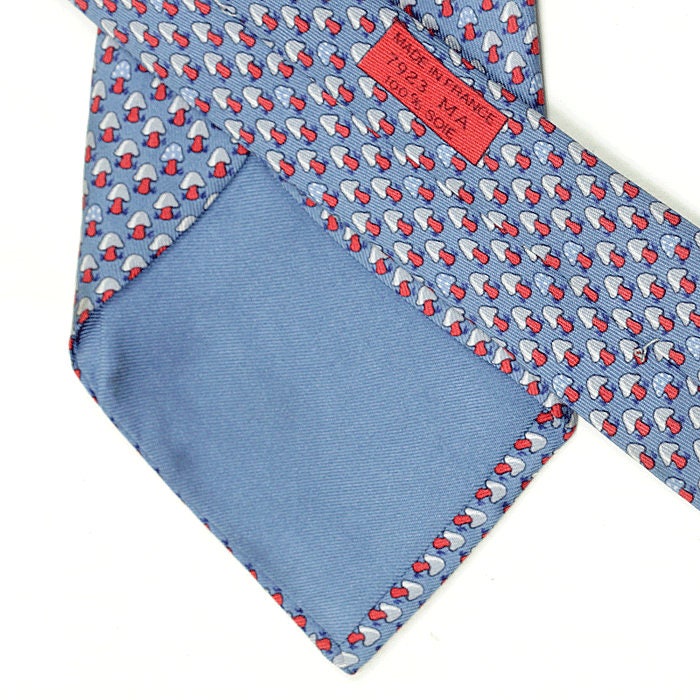 HERMES TIE Auth Mens Silk Necktie Classic Mushrooms Pattern 7923