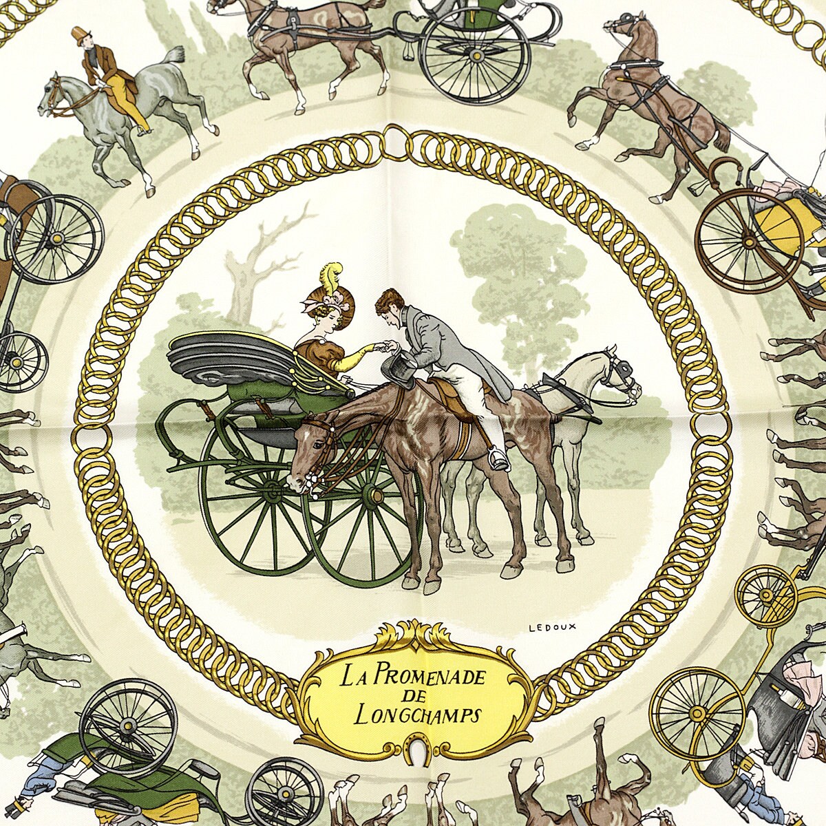 Hermes Scarf "Promenade de Longchamps" by Philippe Ledoux 90cm Silk | Carre Foulard
