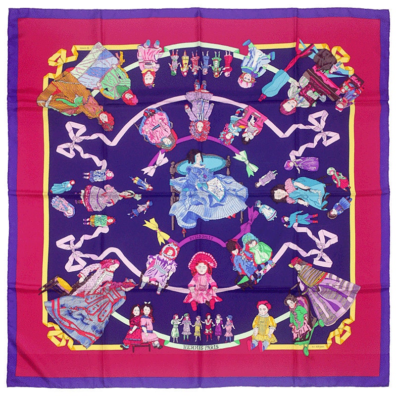 Hermes Scarf "Hello Dolly" by Loic Dubigeon 90cm Silk | Carre Foulard