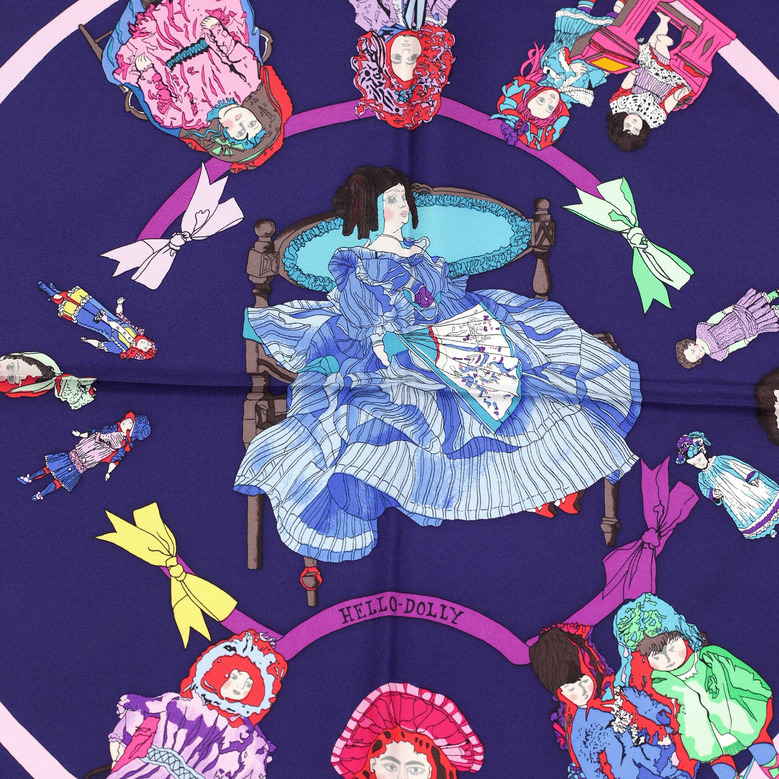 Hermes Scarf "Hello Dolly" by Loic Dubigeon 90cm Silk | Carre Foulard