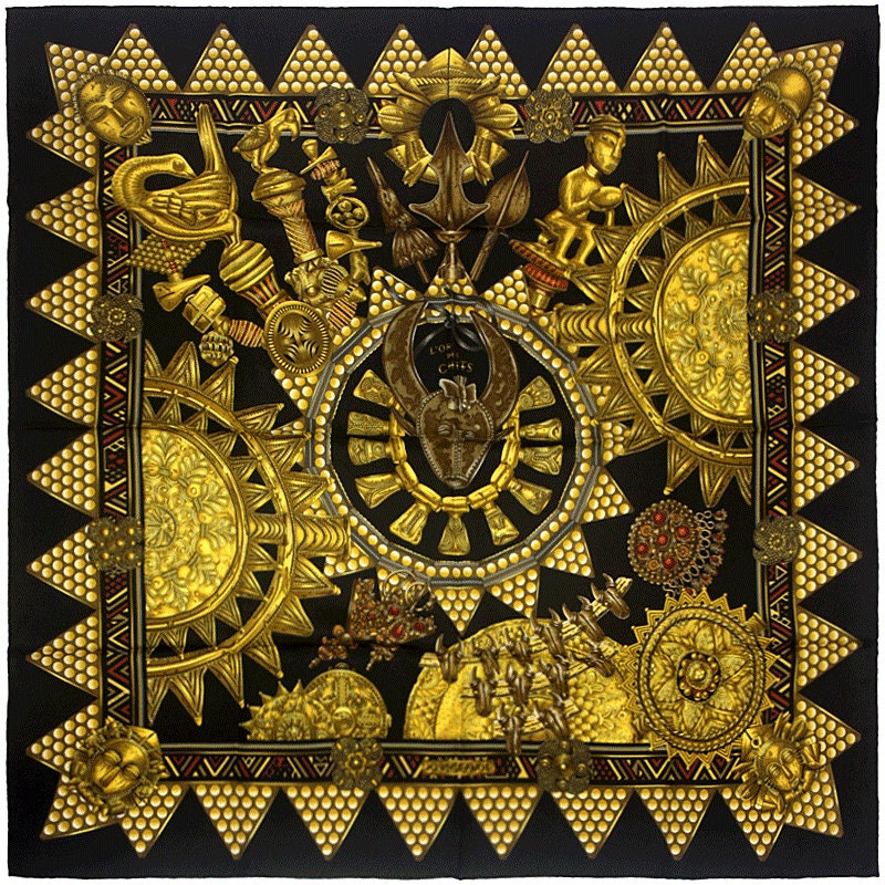 Hermes Scarf "L'Or des Chefs" by Joachim Metz 90cm Silk