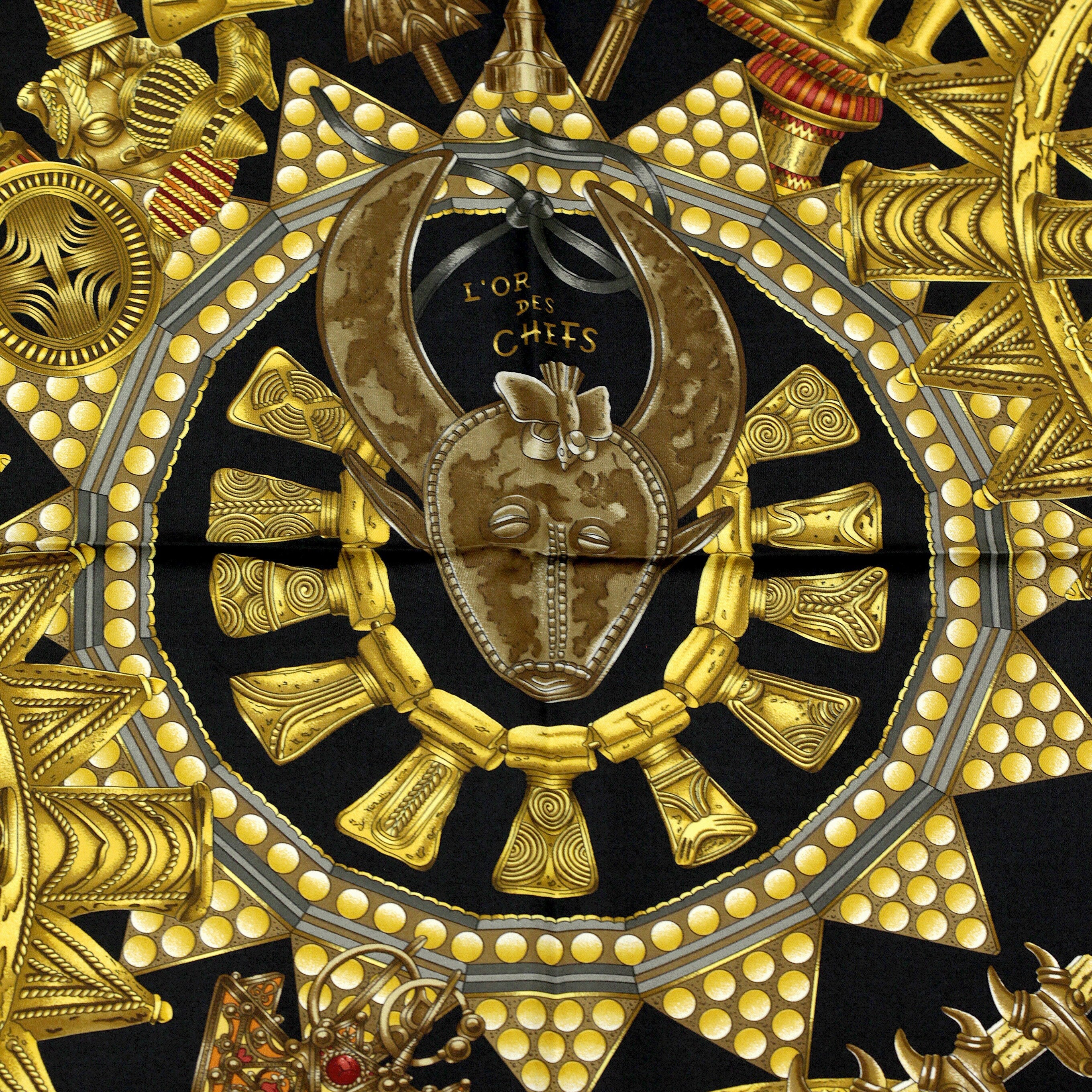 Hermes Scarf "L'Or des Chefs" by Joachim Metz 90cm Silk