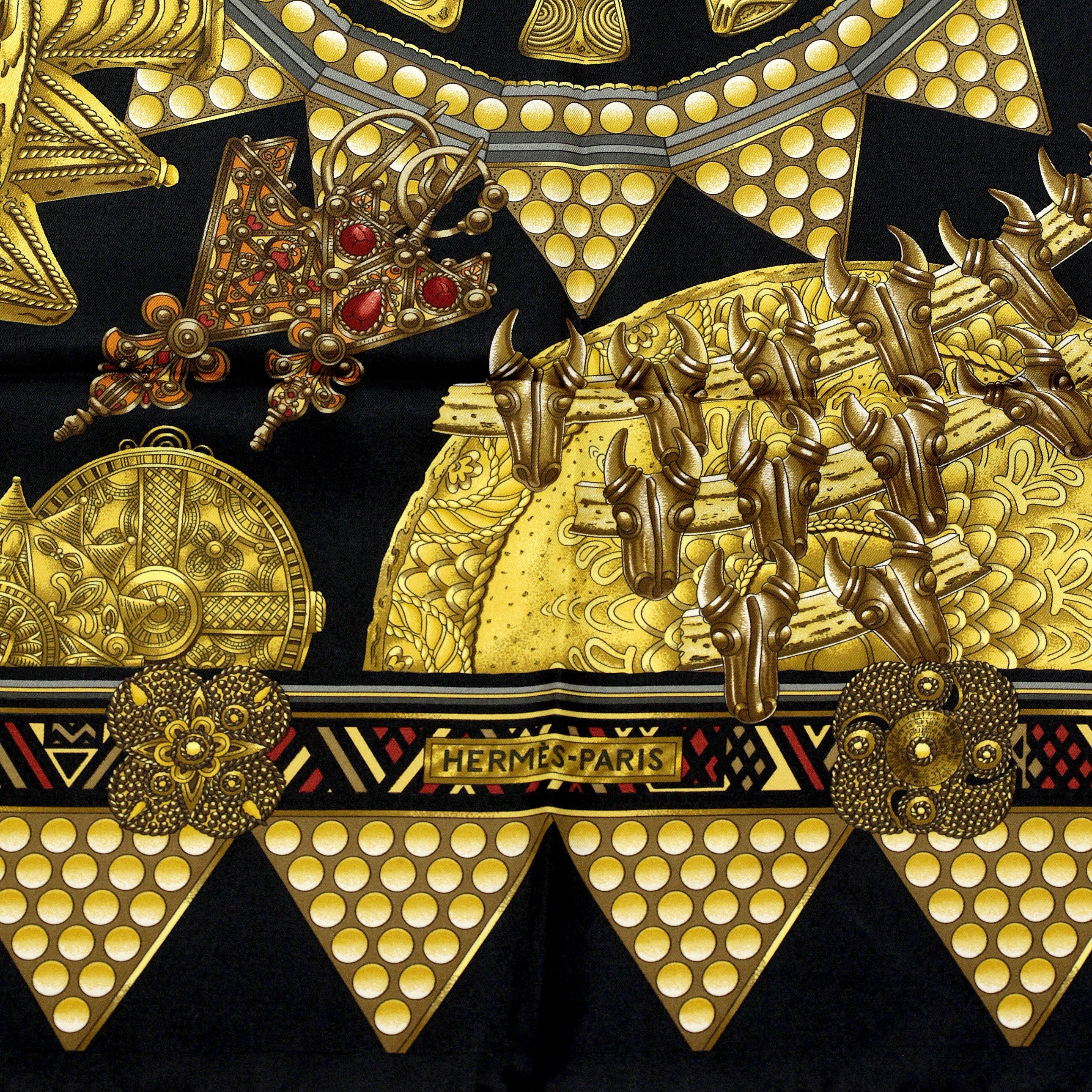 Hermes Scarf "L'Or des Chefs" by Joachim Metz 90cm Silk