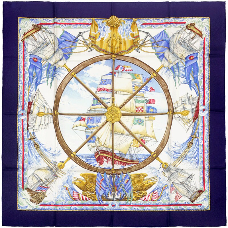 Hermes Scarf "Vive le Vent" by Laurence Bourthoumieux 90cm Silk | Carre Foulard