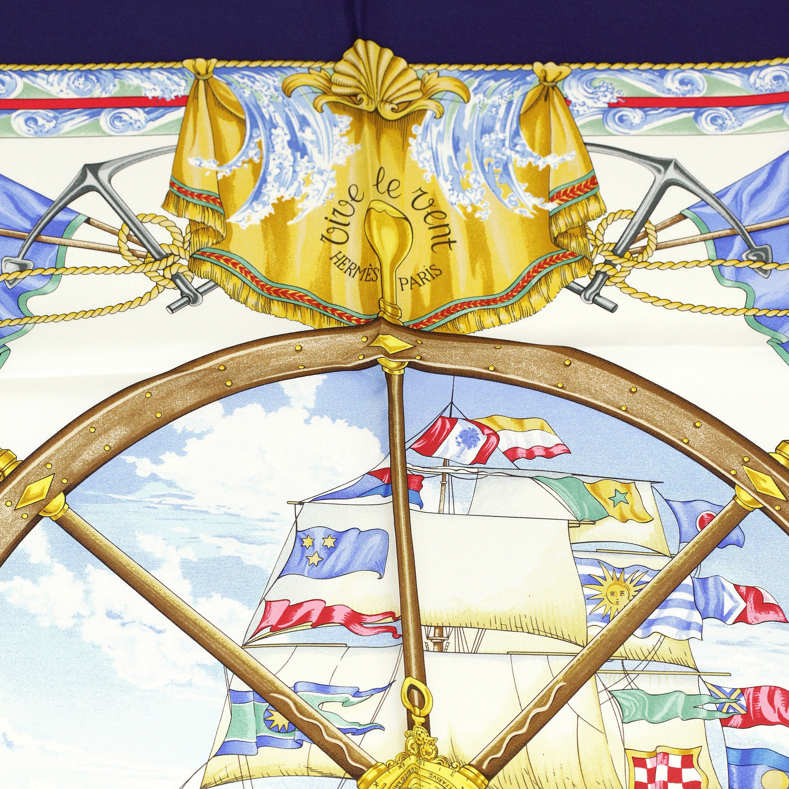 Hermes Scarf "Vive le Vent" by Laurence Bourthoumieux 90cm Silk | Carre Foulard