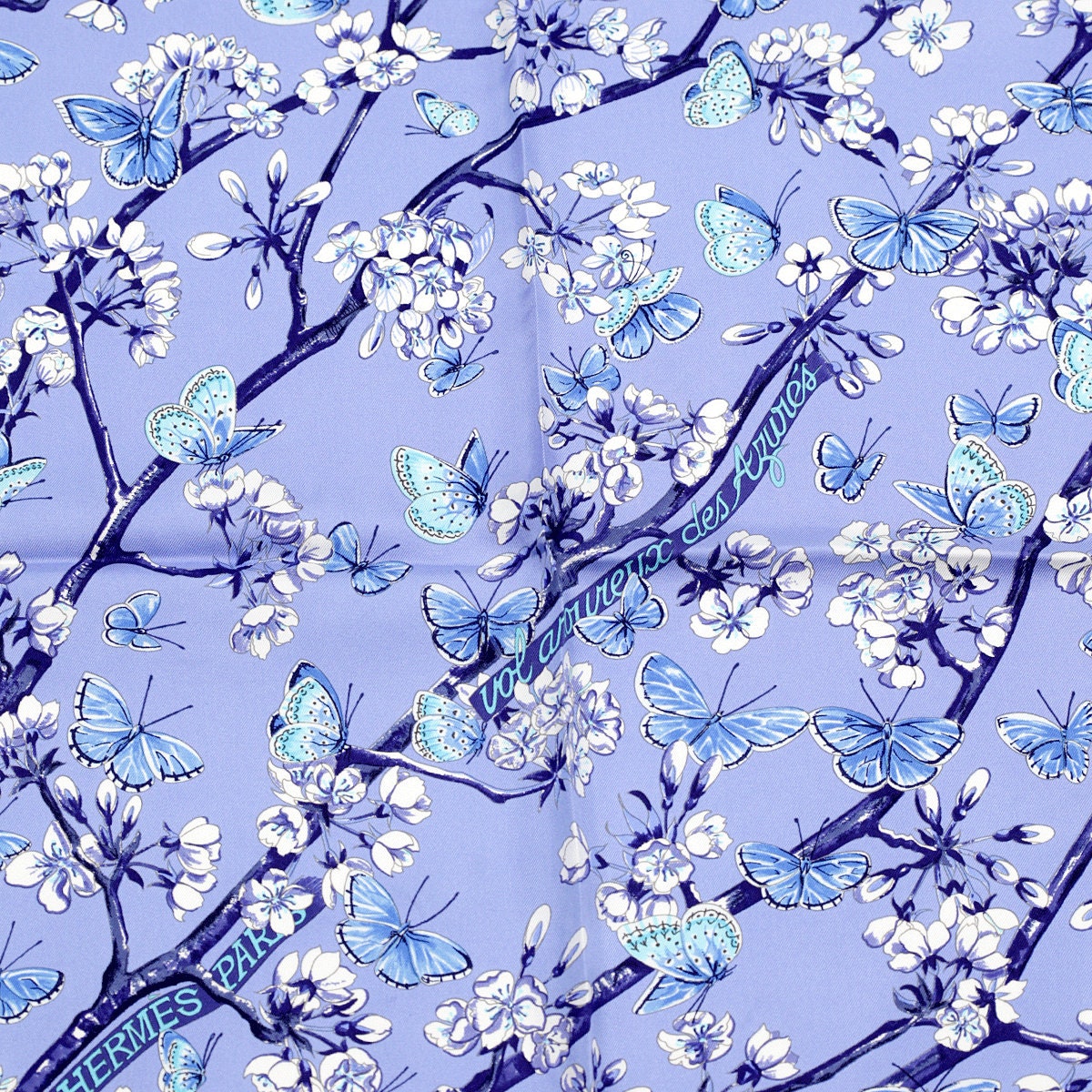 Hermes Scarf "Vol Amoureux des Azures" by Laurence Bourthoumieux 90cm Silk | Carre Foulard