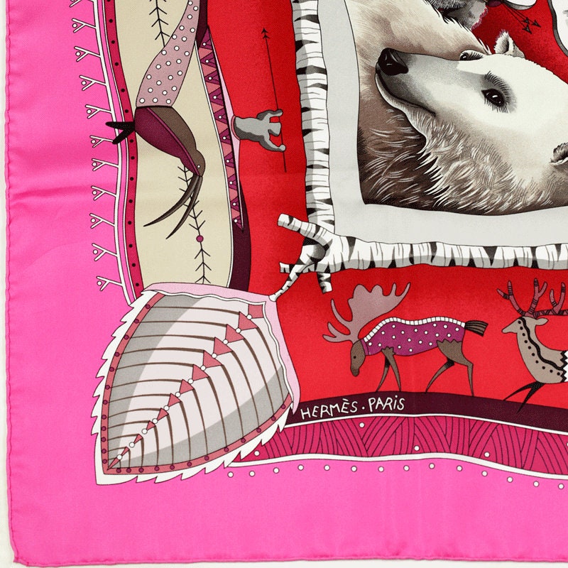 Hermes Scarf "Vie du Grand Nord" by Aline Honore 90cm Silk