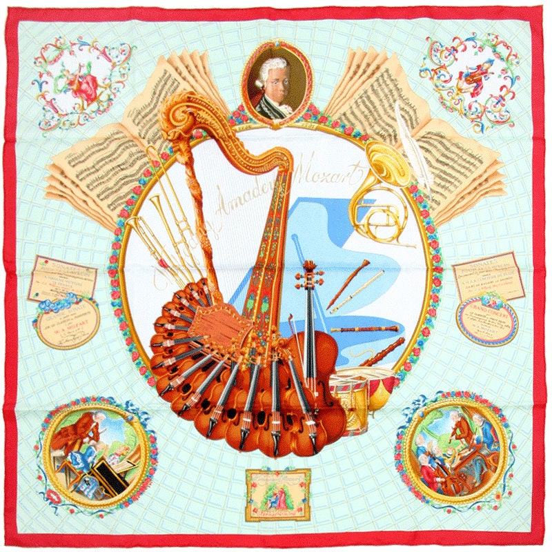 Hermes Scarf "Mozart" by Julia Abadie 90cm Silk | Carre Foulard