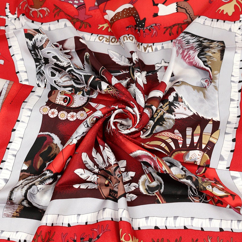 Hermes Scarf "Vie du Grand Nord" by Aline Honore 90cm Silk
