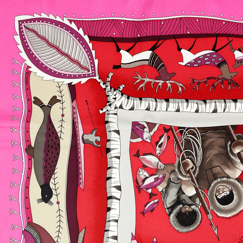 Hermes Scarf "Vie du Grand Nord" by Aline Honore 90cm Silk