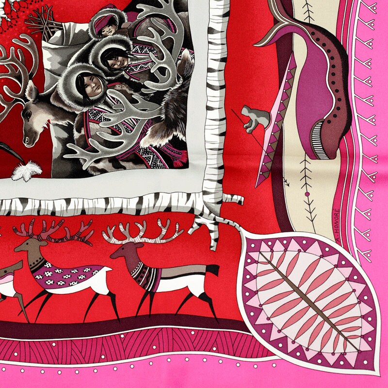 Hermes Scarf "Vie du Grand Nord" by Aline Honore 90cm Silk