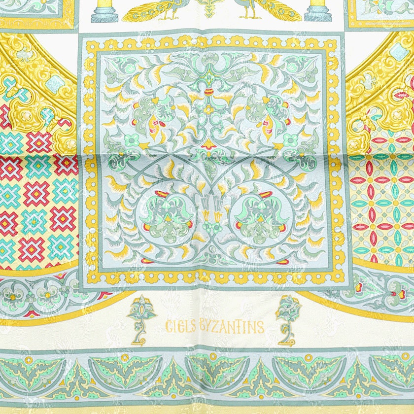 Hermes Scarf "Ciels Byzantins" by Julia Abadie Vintage 90cm Silk Jacquard