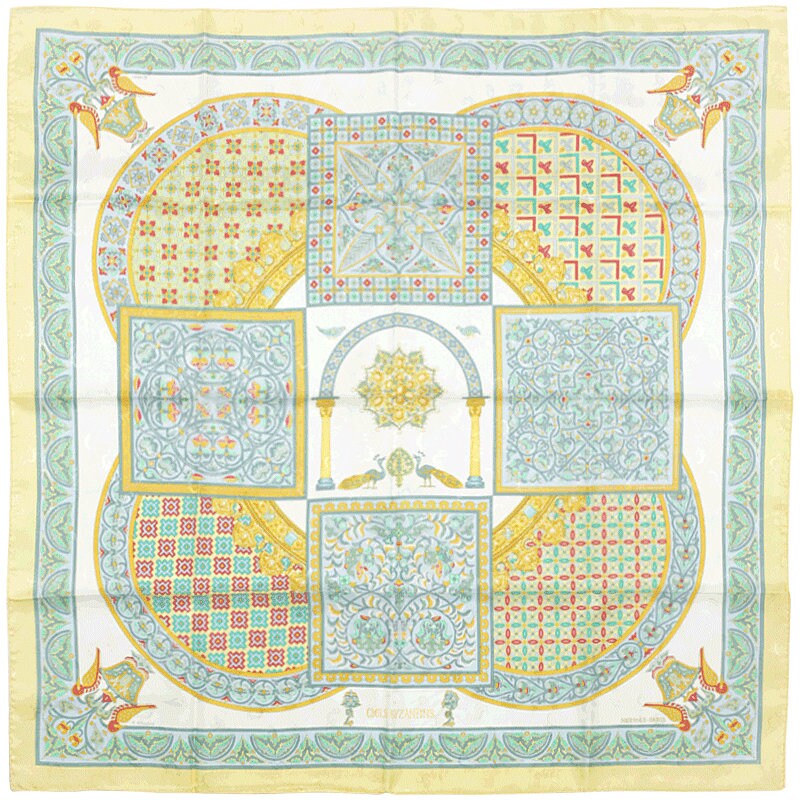 Hermes Scarf "Ciels Byzantins" by Julia Abadie Vintage 90cm Silk Jacquard