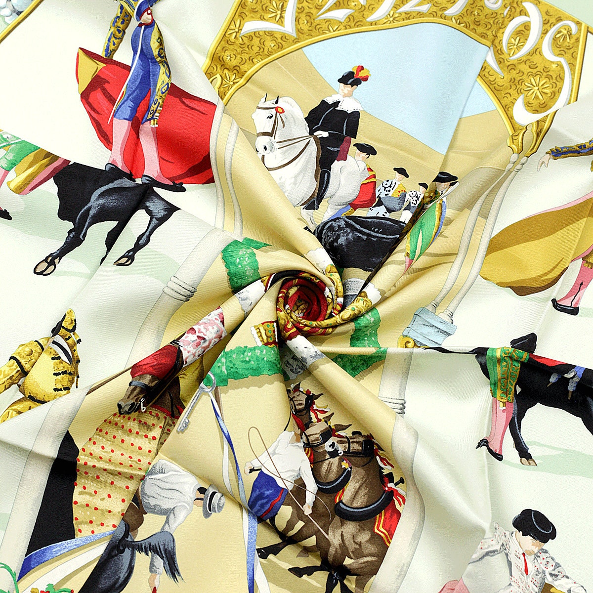 Hermes Scarf "Plaza de Toros" by Hubert de Watrigant 90cm Silk