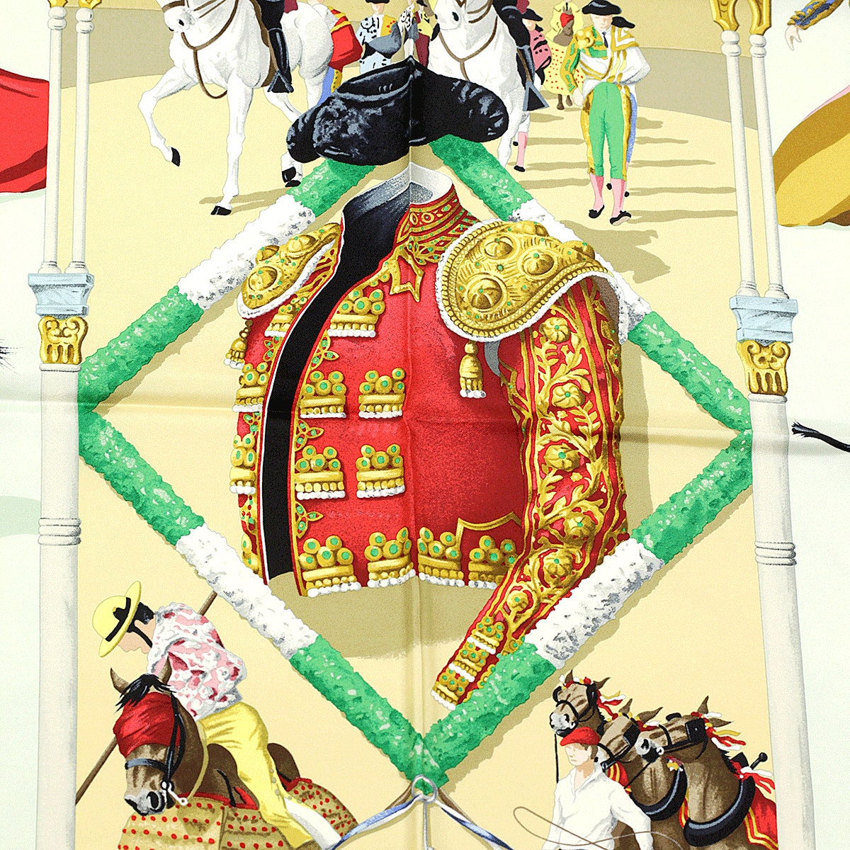 Hermes Scarf "Plaza de Toros" by Hubert de Watrigant 90cm Silk