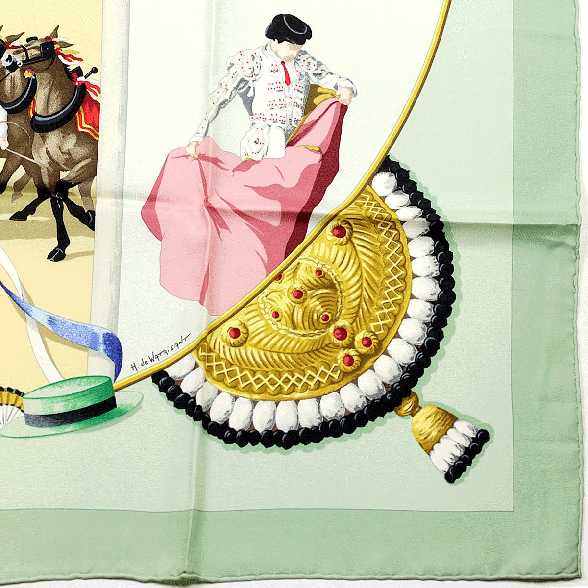 Hermes Scarf "Plaza de Toros" by Hubert de Watrigant 90cm Silk