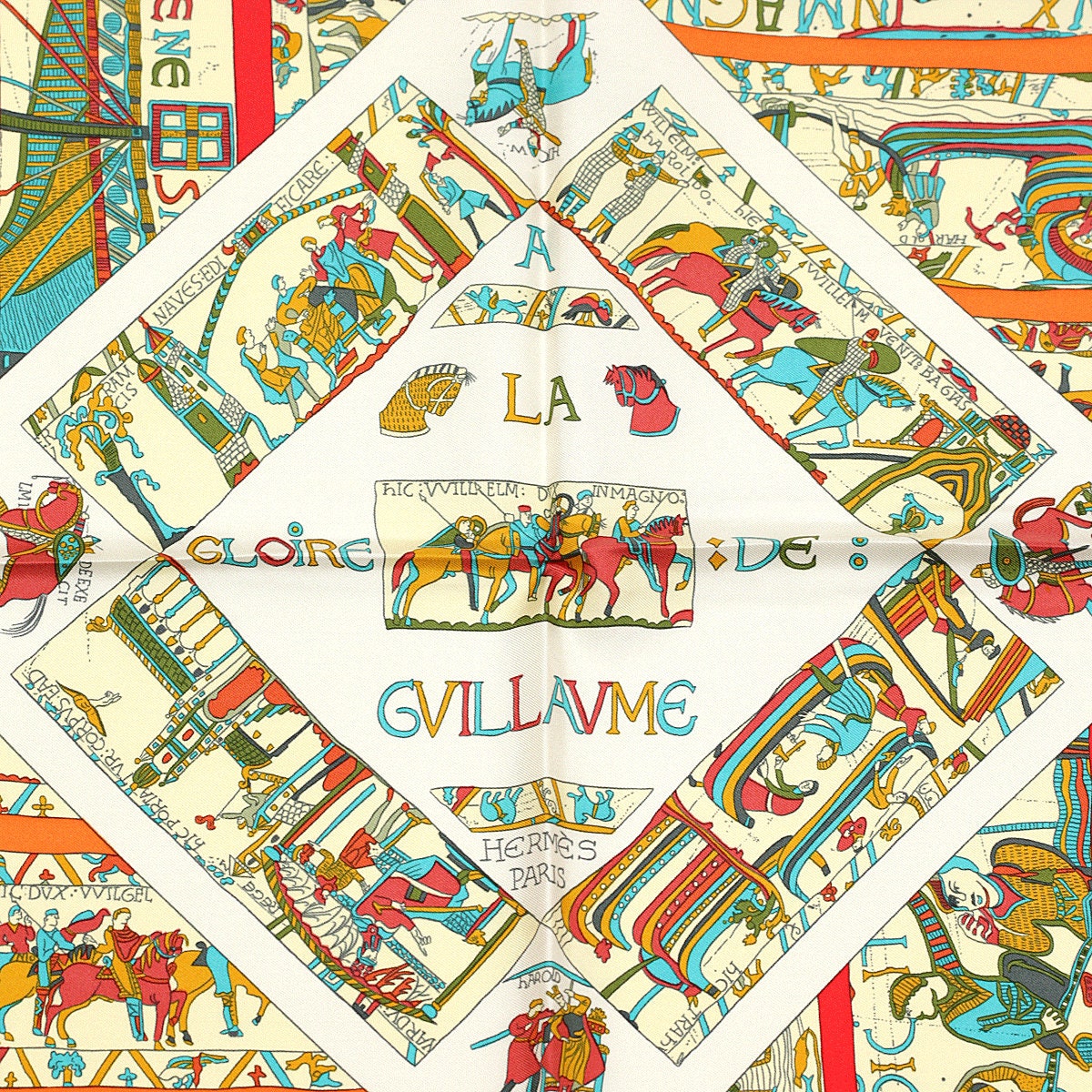 Hermes Scarf "A la Gloire de Guillaume" by Loic Dubigeon 90cm Silk