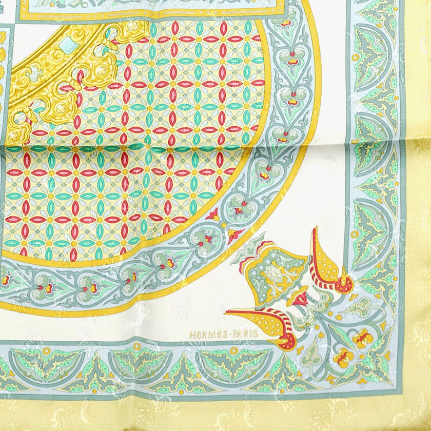 Hermes Scarf "Ciels Byzantins" by Julia Abadie Vintage 90cm Silk Jacquard