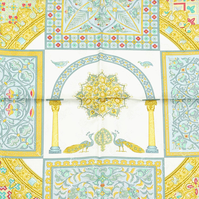 Hermes Scarf "Ciels Byzantins" by Julia Abadie Vintage 90cm Silk Jacquard