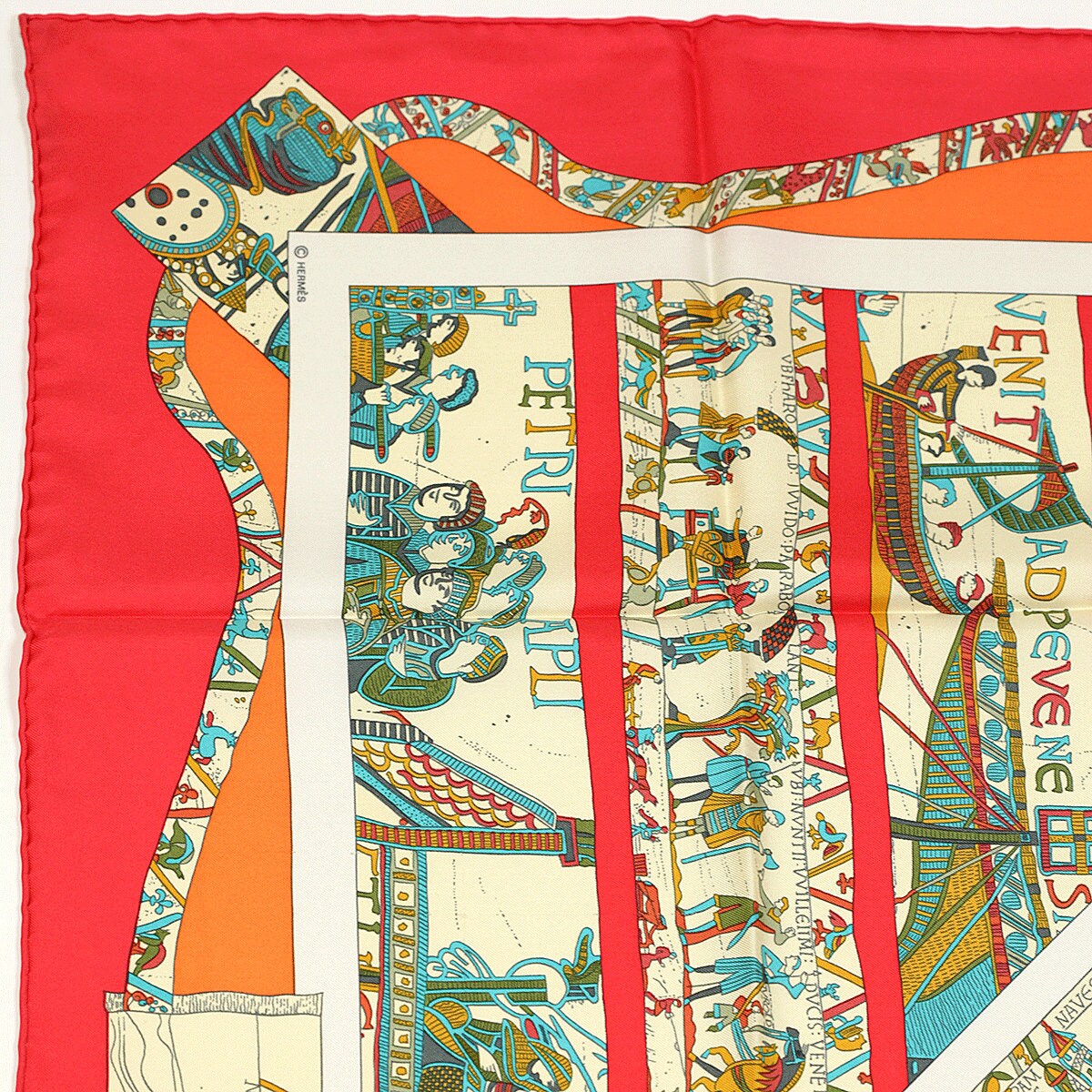 Hermes Scarf "A la Gloire de Guillaume" by Loic Dubigeon 90cm Silk