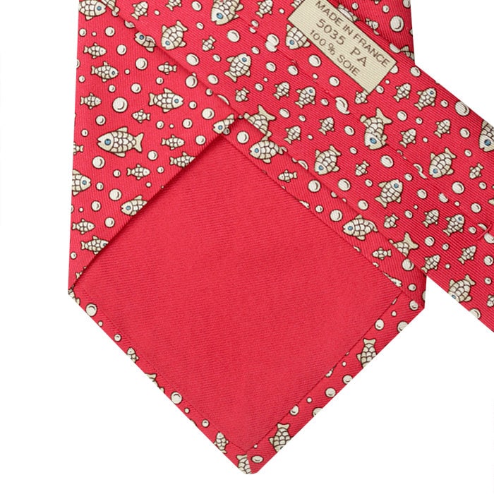 Hermes Men's Silk Tie Whimsical Fish Pattern 5035 | Necktie Cravate