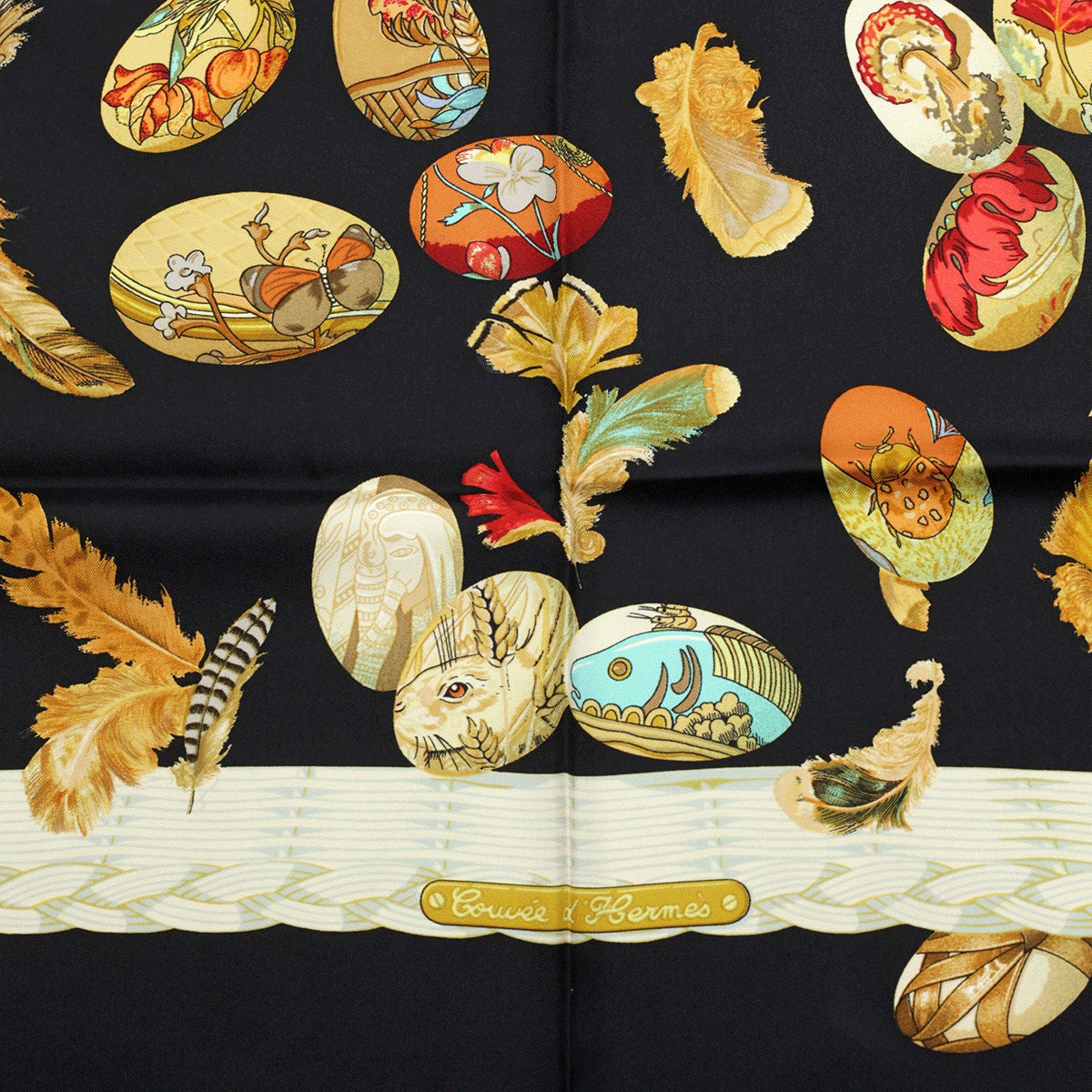 Hermes Scarf "Couvee d'Hermes" by Caty Latham Vintage 90cm Silk