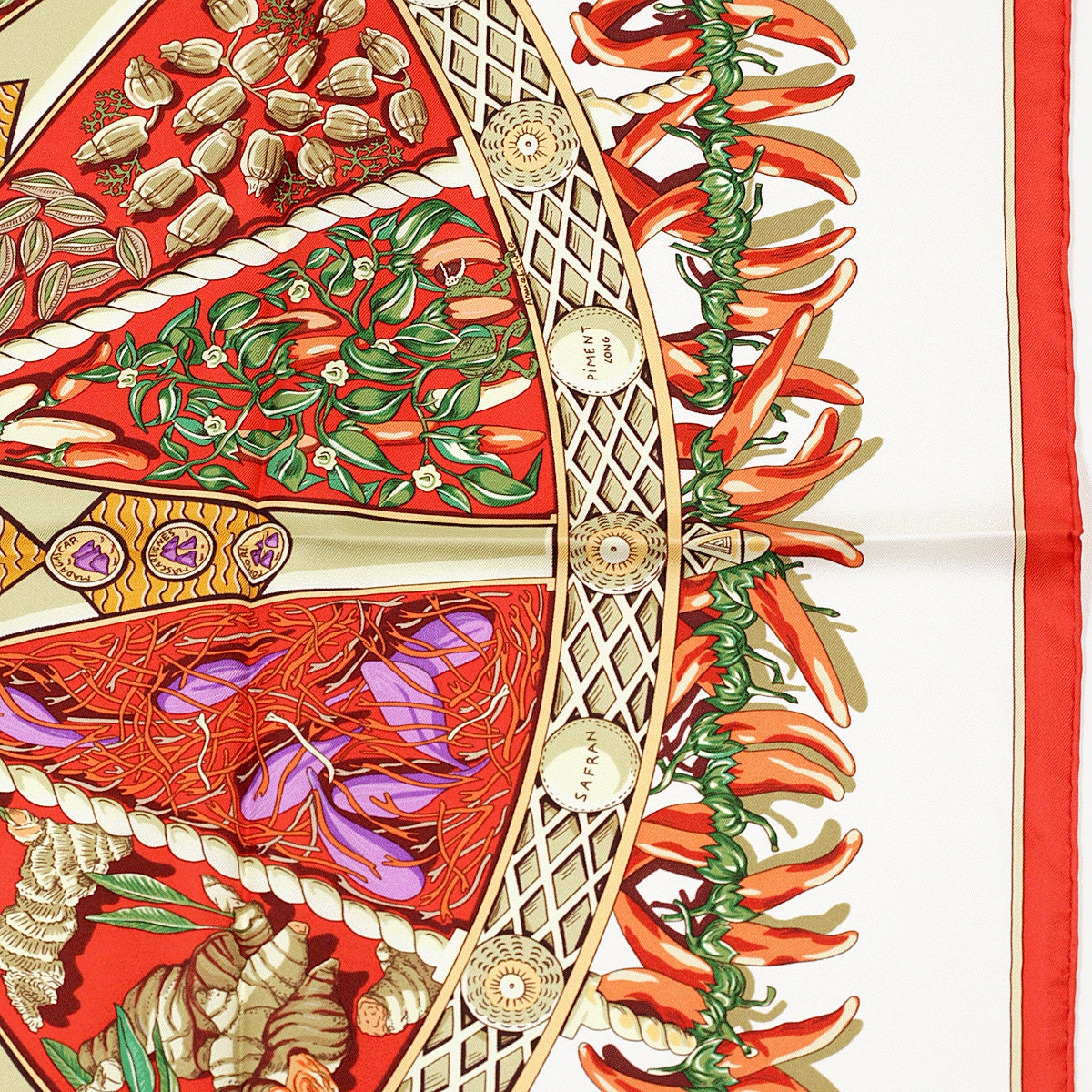 Hermes Scarf "Aux Pays de Epices" by Annie Faivre 90cm Silk | Carre Foulard
