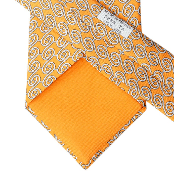 HERMES TIE Auth Mens Silk Necktie Classic Geometric Pattern 5288