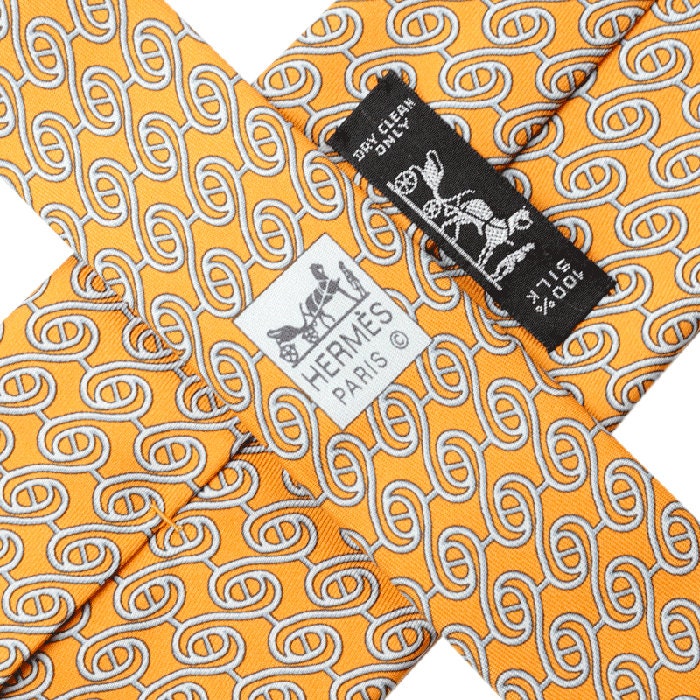 HERMES TIE Auth Mens Silk Necktie Classic Geometric Pattern 5288
