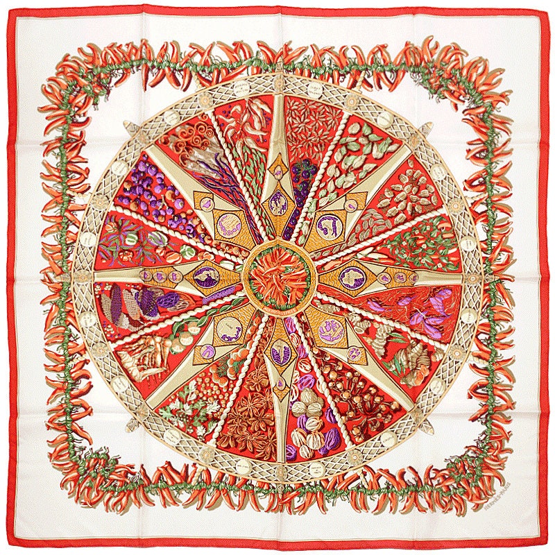 Hermes Scarf "Aux Pays de Epices" by Annie Faivre 90cm Silk | Carre Foulard