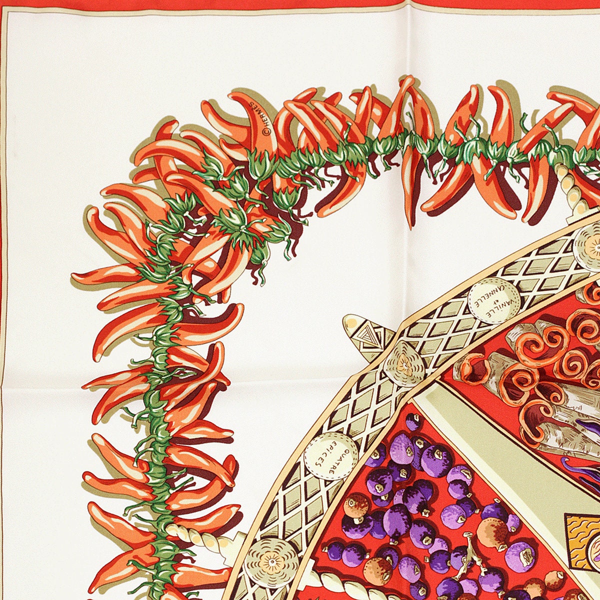 Hermes Scarf "Aux Pays de Epices" by Annie Faivre 90cm Silk | Carre Foulard