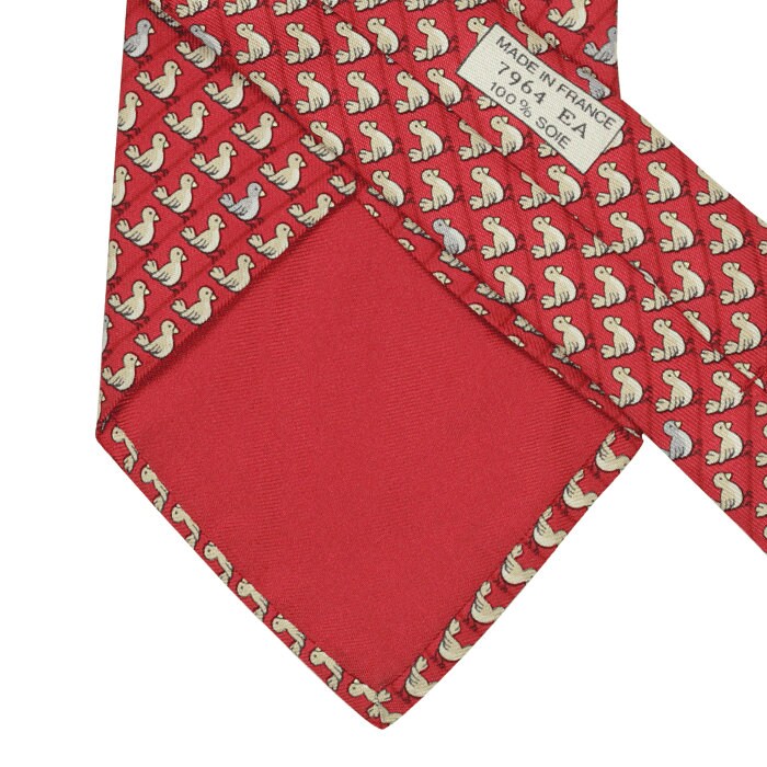 Hermes Men's Silk Tie Whimsical Chicks Pattern 7964