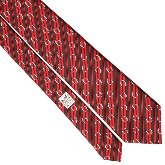 Hermes Men's Silk Tie Horseshoe Stripes Pattern 5276 | Necktie Cravate