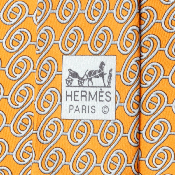 HERMES TIE Auth Mens Silk Necktie Classic Geometric Pattern 5288