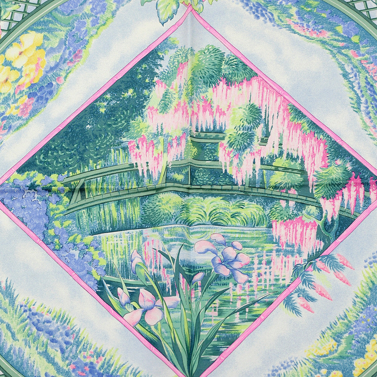 Hermes Scarf "Giverny" by Laurence Bourthoumieux 90cm Silk