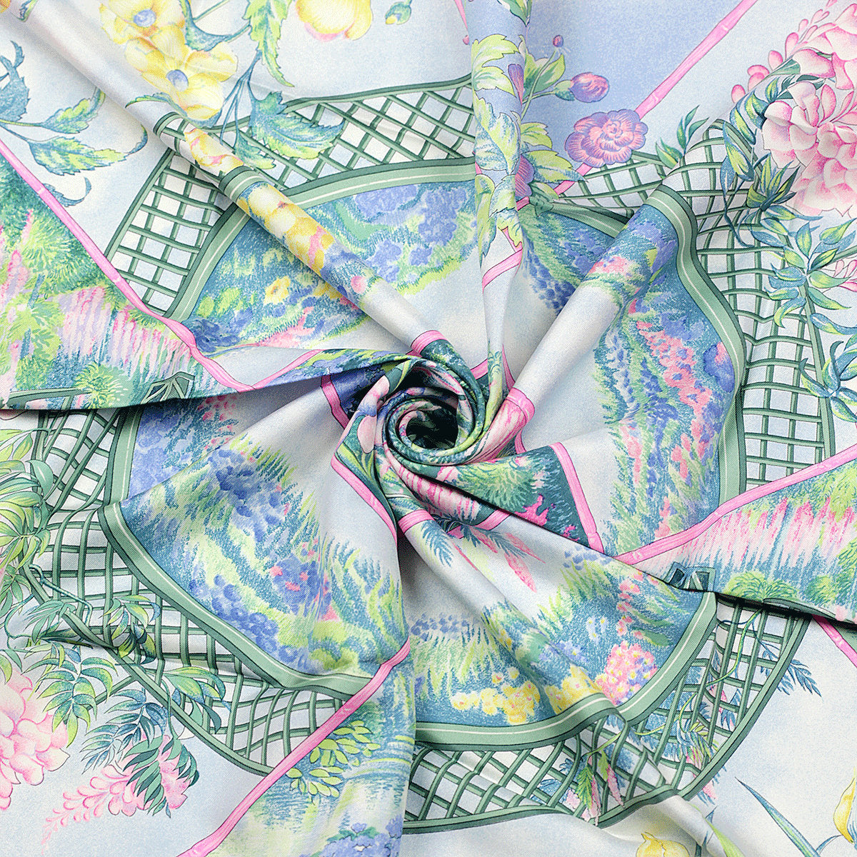 Hermes Scarf "Giverny" by Laurence Bourthoumieux 90cm Silk