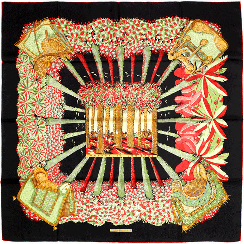 Hermes Scarf "Ombres et Lumieres" by Annie Faivre 90cm Silk