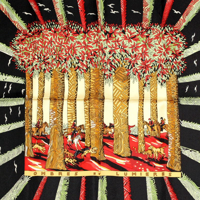 Hermes Scarf "Ombres et Lumieres" by Annie Faivre 90cm Silk