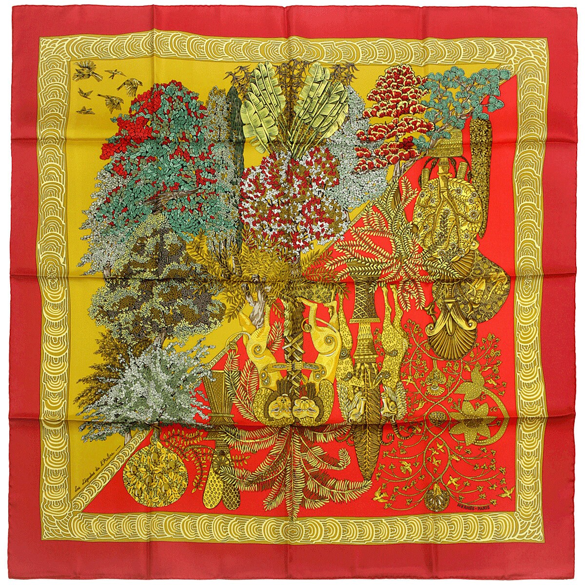 Hermes Scarf "Les Legendes de L'Arbre" by Annie Faivre 90cm Silk
