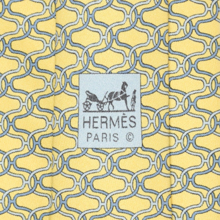 Hermes Men's Silk Tie Geometric H Helix Pattern 5062