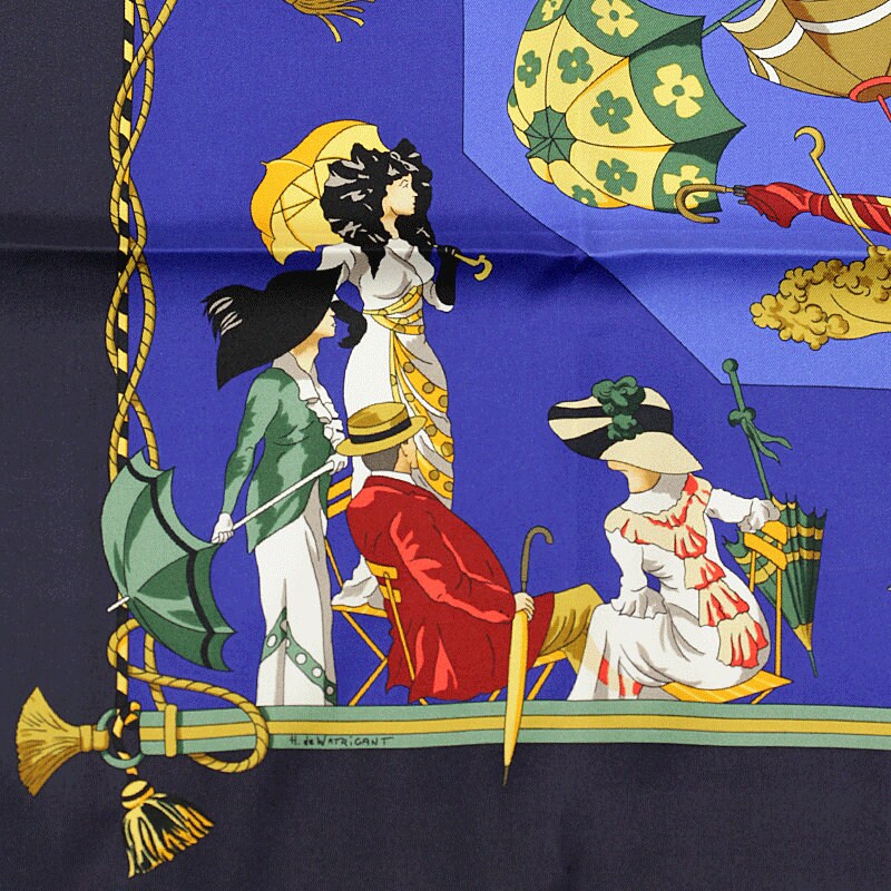 Hermes Scarf "Ombrelles et Parapluies" by Hubert de Watrigant 90cm Silk | Carre Foulard