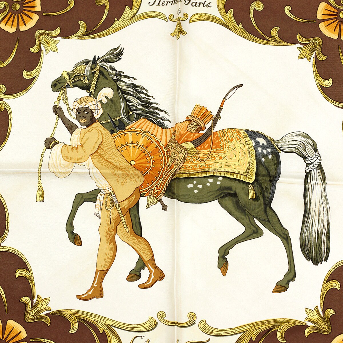 Hermes Scarf "Cheval Turc" by Christiane Vauzelles Vintage 90cm Silk | Carre Foulard