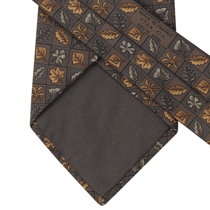 Hermes Men's Silk Tie Autumn Leaves Pattern 7724 | Necktie Cravate