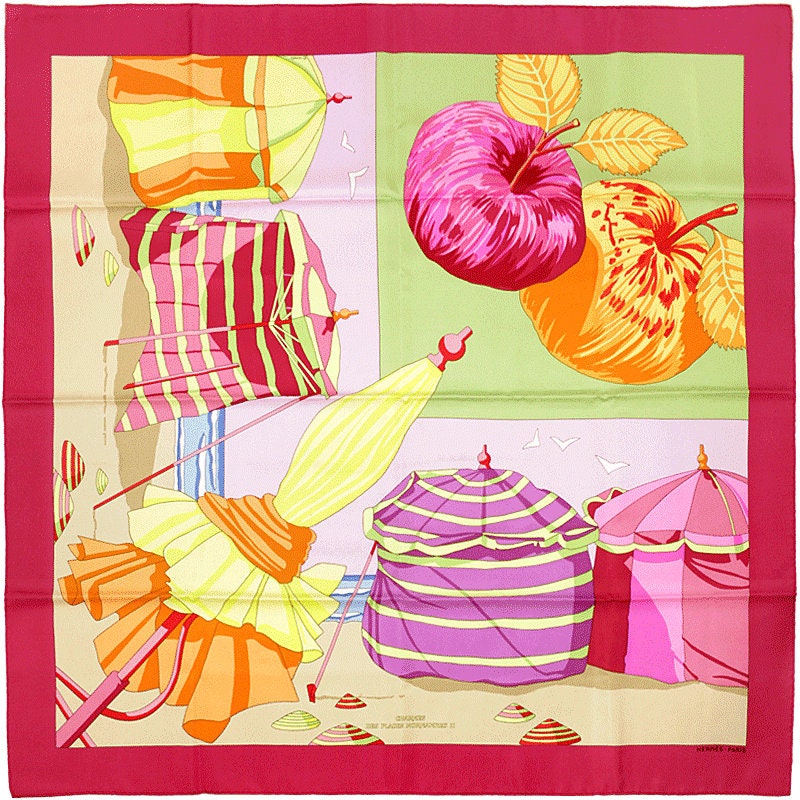 Hermes Scarf "Charmes des Plages Normandes II" by Loic Dubigeon 90cm Silk | Carre