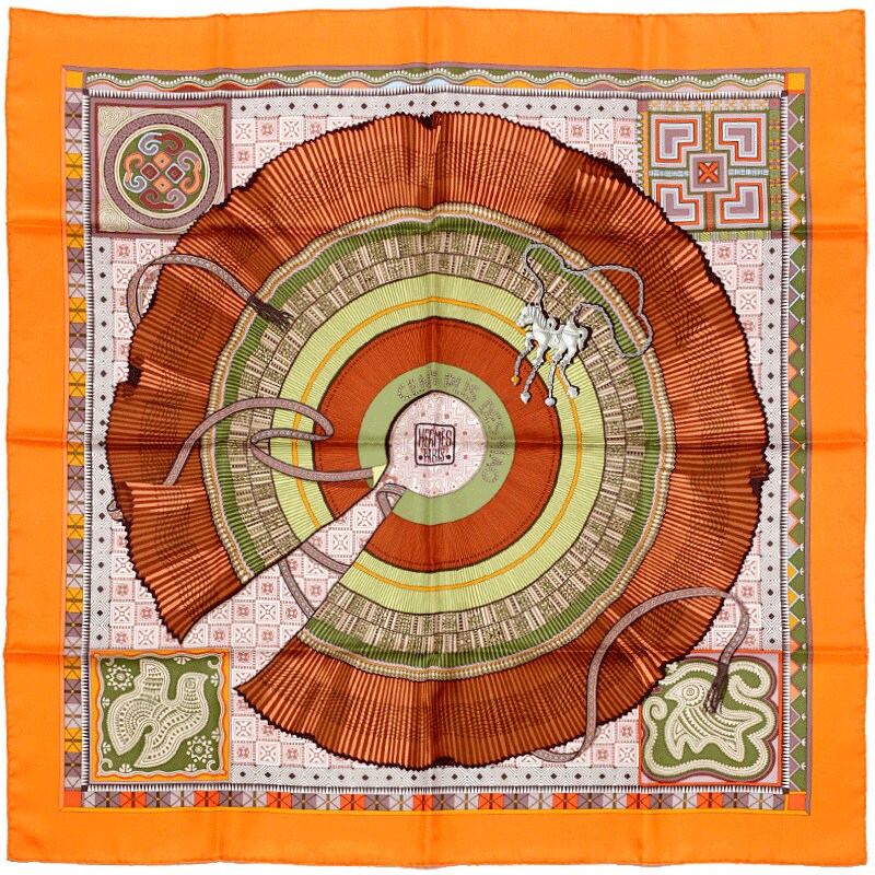 Hermes Scarf "Cent Plis des Miao" by Aline Honore 90cm Silk | Carre Foulard
