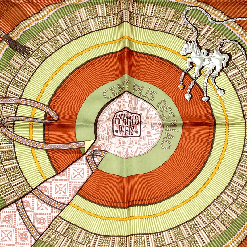 Hermes Scarf "Cent Plis des Miao" by Aline Honore 90cm Silk | Carre Foulard