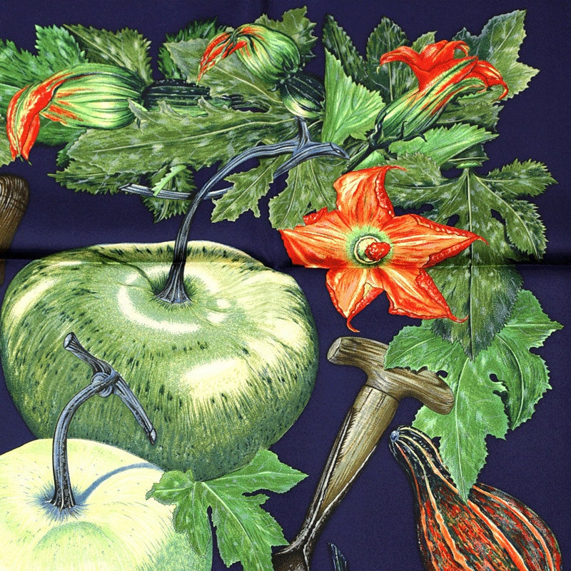 Hermes Scarf "Citrouilles et Coloquintes" by Valerie Dawlat Dumoulin 90cm Silk