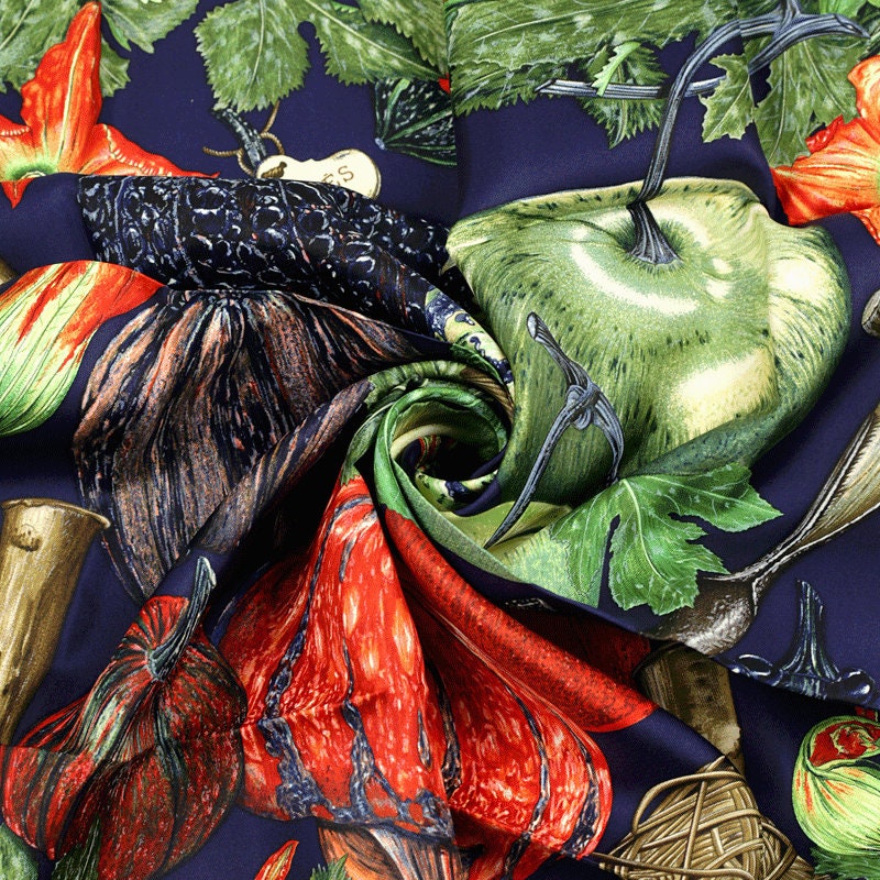 Hermes Scarf "Citrouilles et Coloquintes" by Valerie Dawlat Dumoulin 90cm Silk