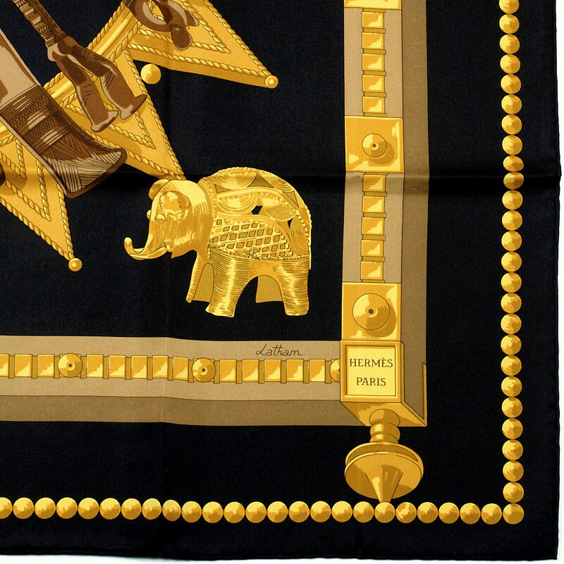 Hermes Scarf "Cuillers d'Afrique" by Caty Latham Vintage 90cm Silk